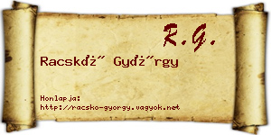 Racskó György névjegykártya